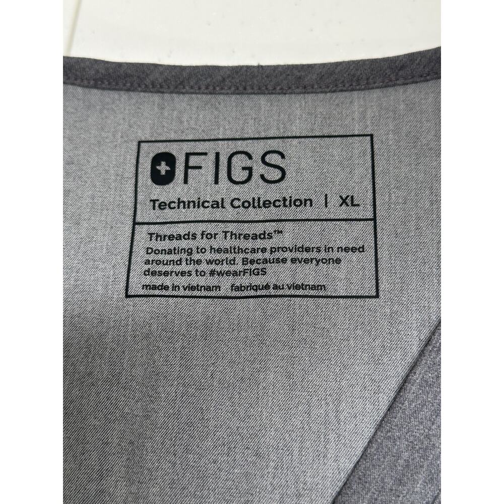 Figs Scrub Top Women XL Gray Casma Three-Pocket Stretch V-Neck Medical Nurse Vet - Picture 6 of 11